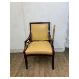 Mahogany Armchair with Yellow Upholstery