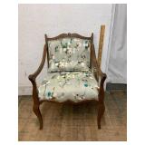 Wooden Armchair with Floral Upholstery