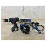Bosch Drill, Kobalt Pump, and Spray Gun Set