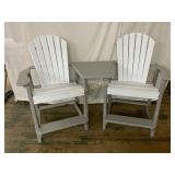 Gray and White Adirondack-Style Chairs with Table