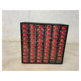 Battery Storage Cabinet with Drawers and Contents