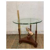 Glass-Top Side Table with Fish Accent