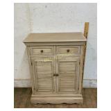 Two-Drawer Wooden Cabinet with Louvered Doors