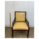 Mahogany Armchair with Yellow Upholstery
