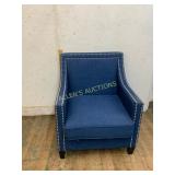 Blue Upholstered Accent Chair with Nailhead Trim
