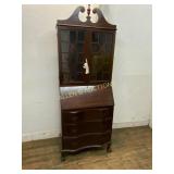 Mahogany Secretary Desk with Glass Hutch