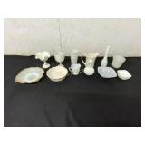 12 Pieces of Milk Glass and White Glass Tableware