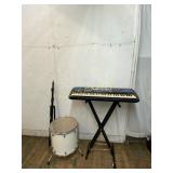 Yamaha Electronic Keyboard, Drum, and Stand Lot