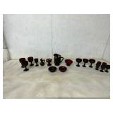 Ruby Red Glassware Collection with Decorative Deta
