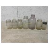 7 Vintage Glass Jars with Lids