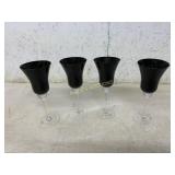 Four Pigeon Blood Glass Goblets
