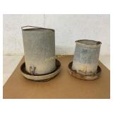 2 Metal Poultry Feeders