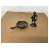 Cast Iron Figurine and Skillet
