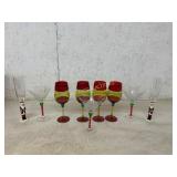 Festive Holiday Stemware with Santa Motif