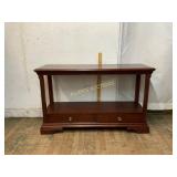 Two-Tier Mahogany Console Table with Drawers