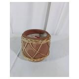 Terracotta Pot with Woven Rattan and Candle