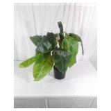 Potted Artificial Plant with Broad Green Leaves
