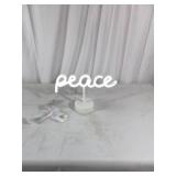 White Neon Table Light Spelling ï¿½Peaceï¿½
