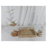 Wood, Metal, and Glass Decorative Set