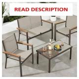 BROWN 4-PIECE OUTDOOR TAN TEXTILENE METAL PATIO CO