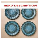 4PC 9" STONEWARE FEATHER SALAD PLATES - JOHN DERIA