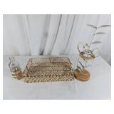 Woven Glass, Metal, and Wooden Decor Set