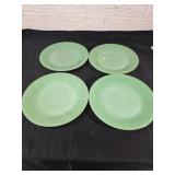 Four Jadite Green Plates