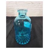 Case of 12 Embossed Blue Glass Bottles