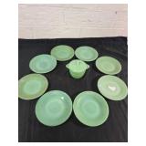Jadite Plates and Sugar Bowl Set