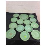 14 Jadeite Plates in Various Sizes