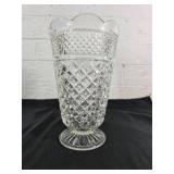 Faceted Clear Crystal Vase with Scalloped Rim