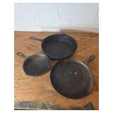 3 Lodge Cast Iron Skillets
