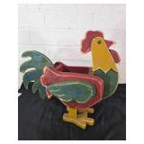 Multicolored Wooden Rooster Planter