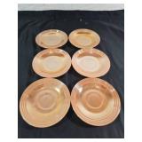 6 Fire-King Small Plates in Peach Lustre