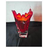 Red Art Glass Vase