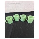 Four Jadite Glass Cups