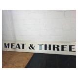 Metal Sign with ï¿½Meat & Threeï¿½ Text