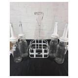 Oil Bottles with White Metal Carrier