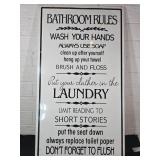 Metal Bathroom Rules Wall Sign