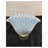 Opalescent Glass Diamond-Pattern Compote