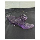 Purple Pressed Glass Shoe Figurine