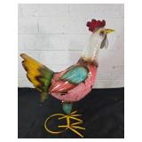 Painted Metal Rooster Sculpture