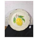 Metal Serving Tray with Lemon Motif
