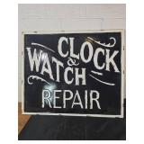 Metal Sign Advertising Clock and Watch Repair
