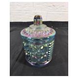 Iridescent Glass Candy Dish with Lid