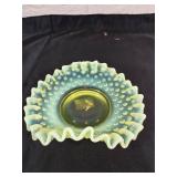 Ruffled Edge Glass Bowl With Hobnail Pattern