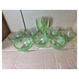 8-Piece Uranium Glass Set with Cups and Goblet