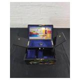 Hand-Painted Musical Jewelry Box with Mirror