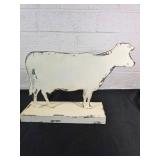 Painted Tin Cow Silhouette on Base