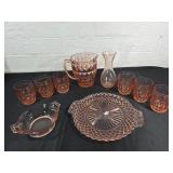 Pink Depression Glass Serving Set